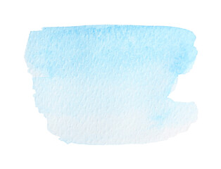 Stroke of light blue watercolor paint isolated on white, top view