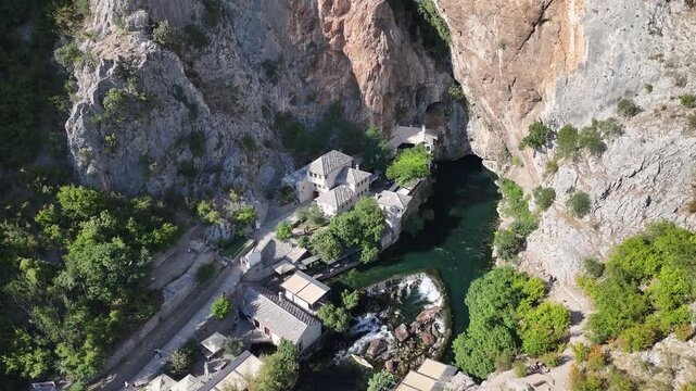 Buna River spring Blagaj drone shot
