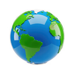 Fototapeta premium Globe showing continents isolated on transparent background