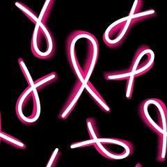 Obraz premium Breast cancer month seamless pink ribbon day mammogram pattern for medical accessories and medicine textiles