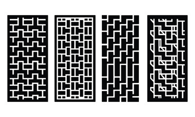 Four unique maze patterns isolated on white background, Vector