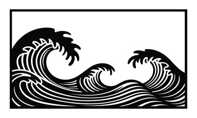 Dynamic ocean waves isolated on white background, Vector