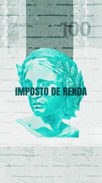 Imposto de Renda text &ndash; Brazilian Real currency &ndash; Digital Glitch Effect