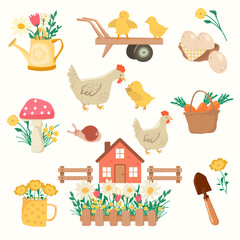 Fototapeta premium Spring Garden Elements Set