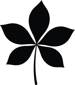 Detailed black horse chestnut leaf illustration perfect for design projects on transparent background silhouette