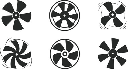 Diverse fan blade designs in a set ideal for projects on transparent background silhouette © MALA
