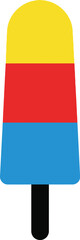 Colorful popsicle with red yellow and blue layers simplistic design on transparent background silhouette