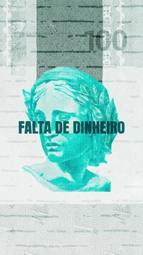 Falta de Dinheiro text &ndash; Brazilian Real currency &ndash; Digital Glitch Effect	
