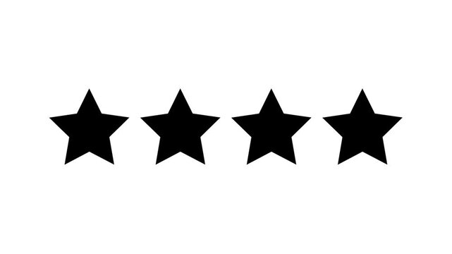 Review star rating icon animated video, animation video isolated on alpha channel background. 4k video