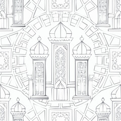 Obraz premium Flat outline moroccan seamless pattern vector
