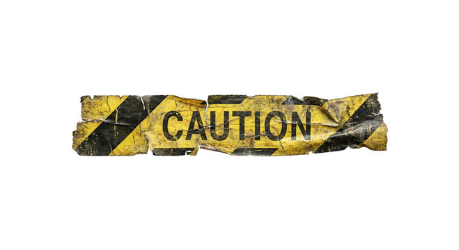 Caution tape border with weathered industrial texture and stripes