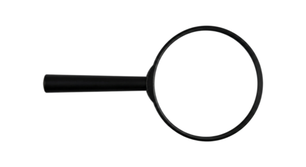 Magnifying glass with professional matte black finish isolated