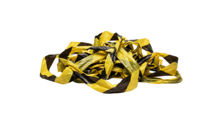 Caution tape messy pile yellow and black warning banner