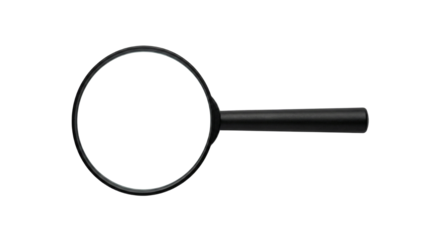 Magnifying glass with professional matte black finish isolated