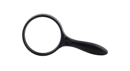 Magnifying glass with professional matte black finish isolated