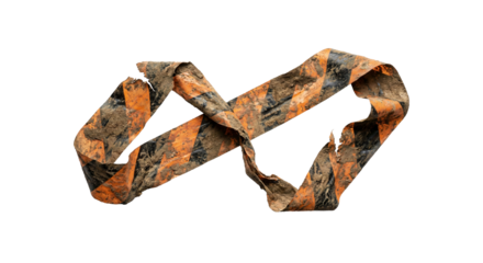 Yellow construction caution tape strip with dirt stains