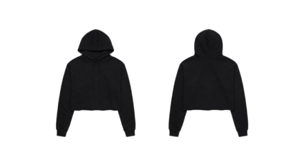 Black cropped hoodie mockup front and back view