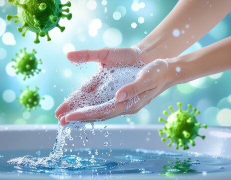 mencuci tangan menggunakan sabun