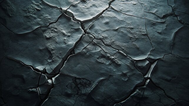 Black and grey rock with cracks and holes