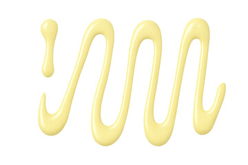 Yellow creamy sauce drizzling in spiral shape
