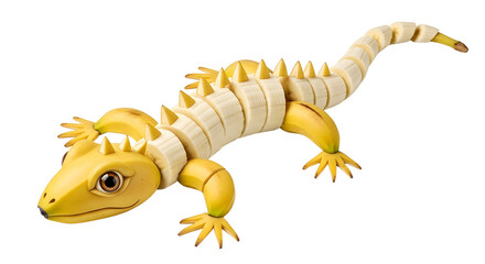 Naklejka premium Creative Banana Lizard Fruit Art on White Background