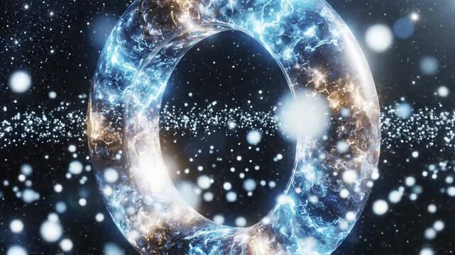 Glowing toroidal shape in cosmic space