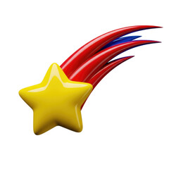 Obraz premium 3d rendered shooting star with vibrant trails isolated on transparent background