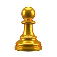 3d rendered golden chess pawn isolated on transparent background