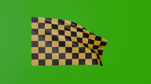 Seamless yellow and black checkered flag waving on green screen. Perfect for racing themes.	