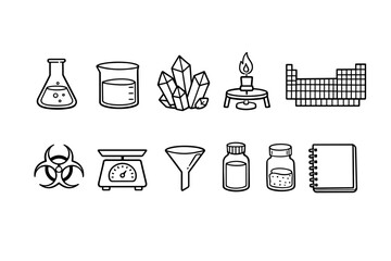 Chemistry line icon set. Laboratory, equipment, experiment icons outline collection