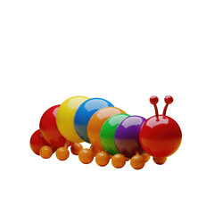 3d rendered colorful caterpillar isolated on transparent background