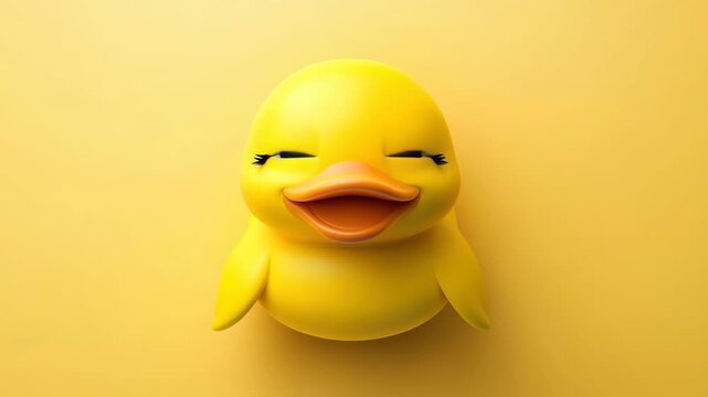 Cute Yellow Duck Toy on Yellow Background - Fun Kids Video