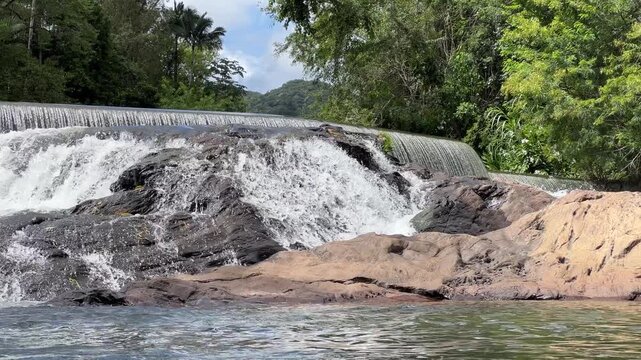 Small Waterfall in Forest River in Blumenau Brazil