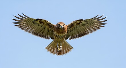 Fototapeta premium Majestic Hawk Soaring Through the Sky with Wings Spread.