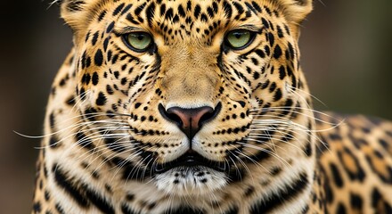 Obraz premium Intense Leopard Gaze - A Captivating Portrait of Wildlife Beauty.