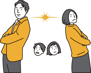 夫婦喧嘩のイラスト素材