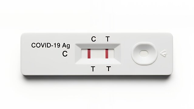 Covid-19 Rapid Antigen Test Kit with Positive Result Lines in White Background