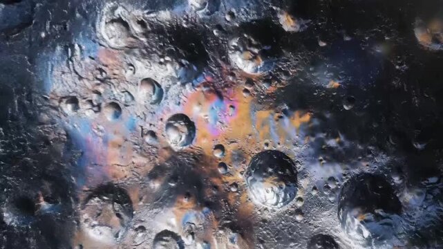 Close-up of a textured asteroid in space