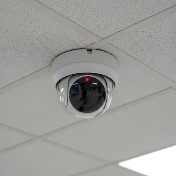 Security Camera on Ceiling - Surveillance and Monitoring System.