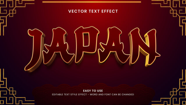 japan editable text effect 3d vector