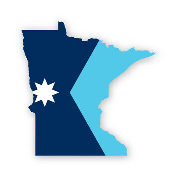 Minnesota flag map poster. US state pride wall decor artwork. Patriotic printable digital art. Detailed vector illustration