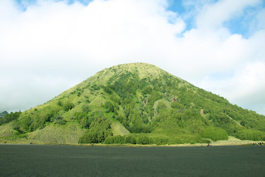 mount batok landscape with clouds in east java