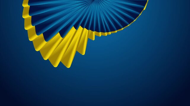 Blue and golden abstract concept background with smooth radial stripes. Seamless looping rosette motion design. Video animation Ultra HD 4K 3840x2160