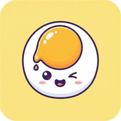 Obraz premium Cute Cartoon Fried Egg Character Face.
