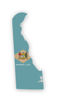 Delaware flag map poster. US state pride wall decor artwork. Patriotic printable digital art. Detailed vector illustration