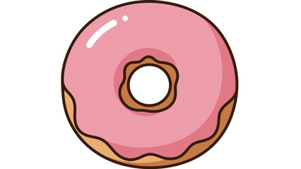 Fototapeta premium Sweet Pink Frosted Donut Illustration Isolated on White Background for Bakery Design