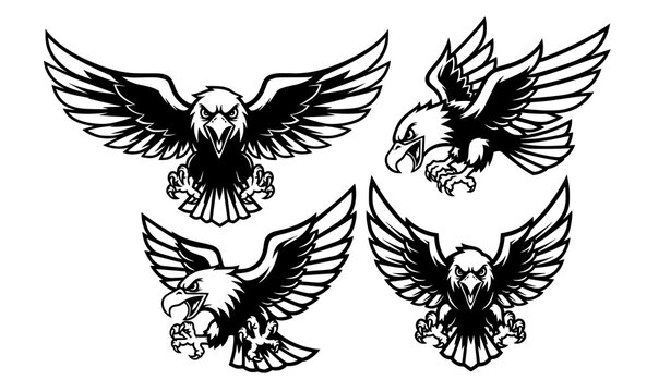 Fierce Garuda eagle mascot logo vector set