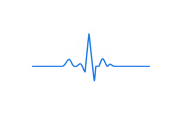Blue heartbeat rate line representing medical ecg monitoring, healthy pulse rhythm, and cardio vital signs on a transparent background