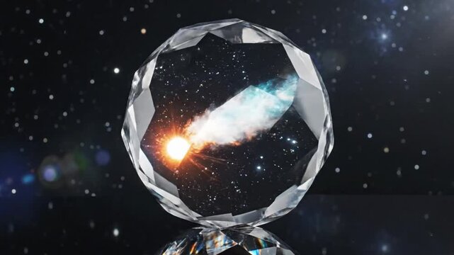 Cosmic crystal orb reflecting the universe