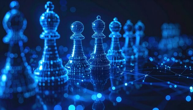Digital Chess Pieces: Strategy and Technology Concept
